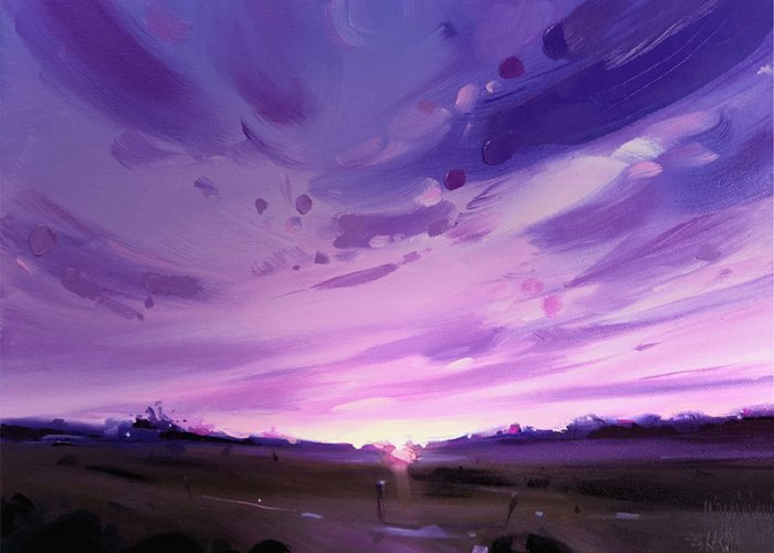 "Gasnący zmierzch”/ Kolekcja: Wilaneska/ olej na płótnie/ format: 20x50 cm/ rok: 2023