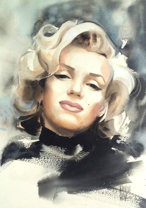 „Monroe”/ akwarela na papierze czerpanym / format: 45x32 cm