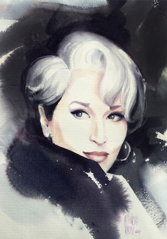 „Meryl Streep”/ akwarela na papierze czerpanym / format: 45x32 cm